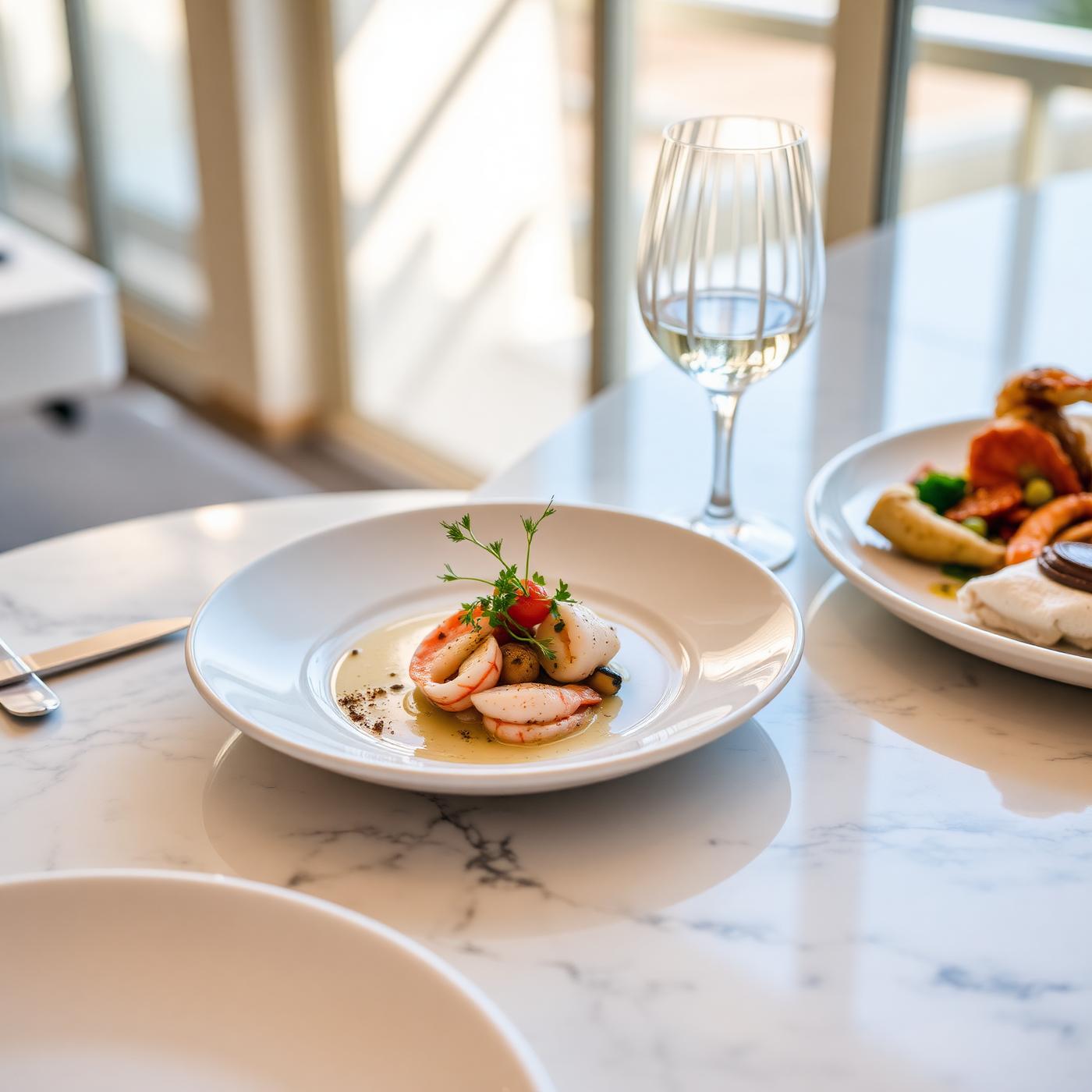 Michelin-starred plate on marble